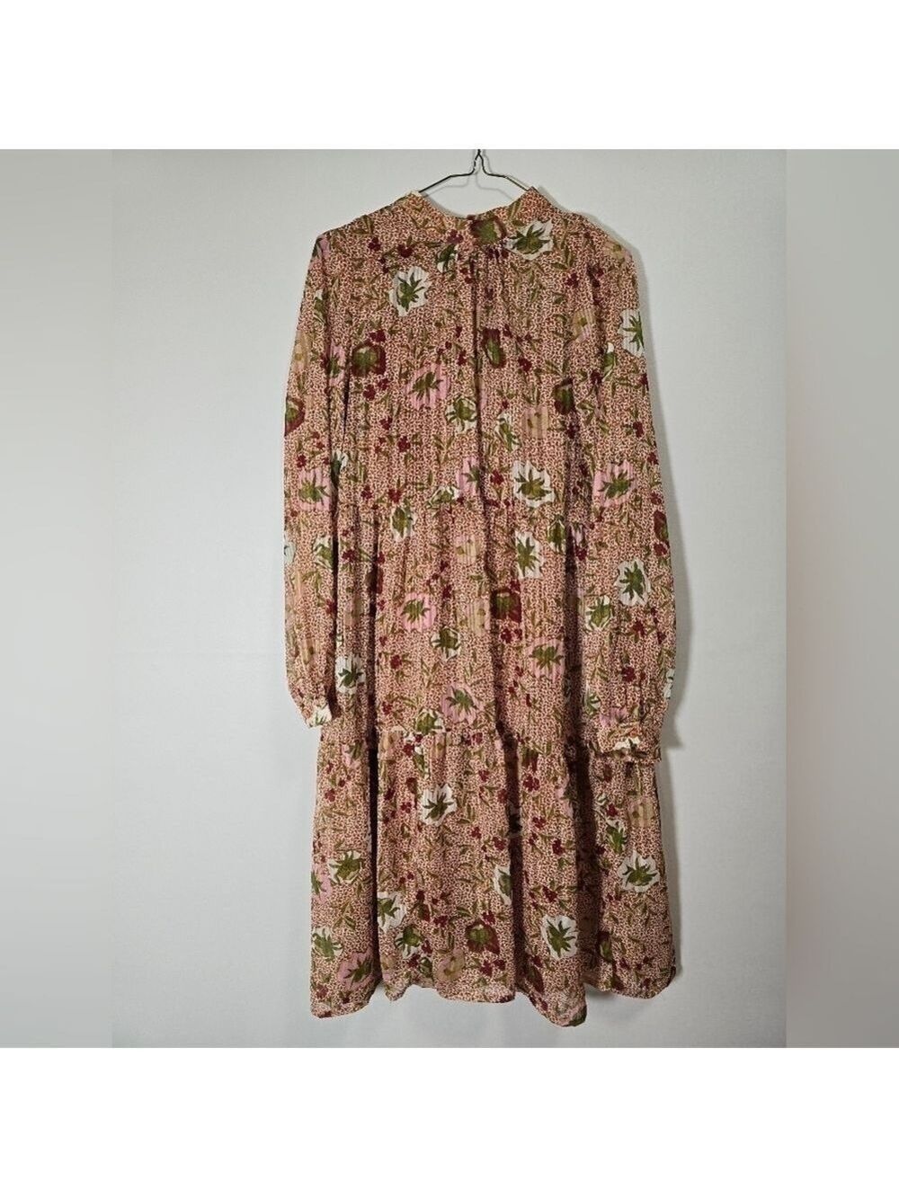 Vero Moda chiffon high neck long sleeves floral dress  color rust,burgundy
